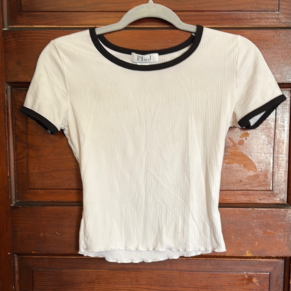 White Ribbed Women's Top